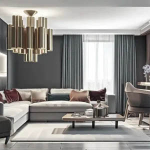 Salón moderno diseñado por Konisberg en Barcelona